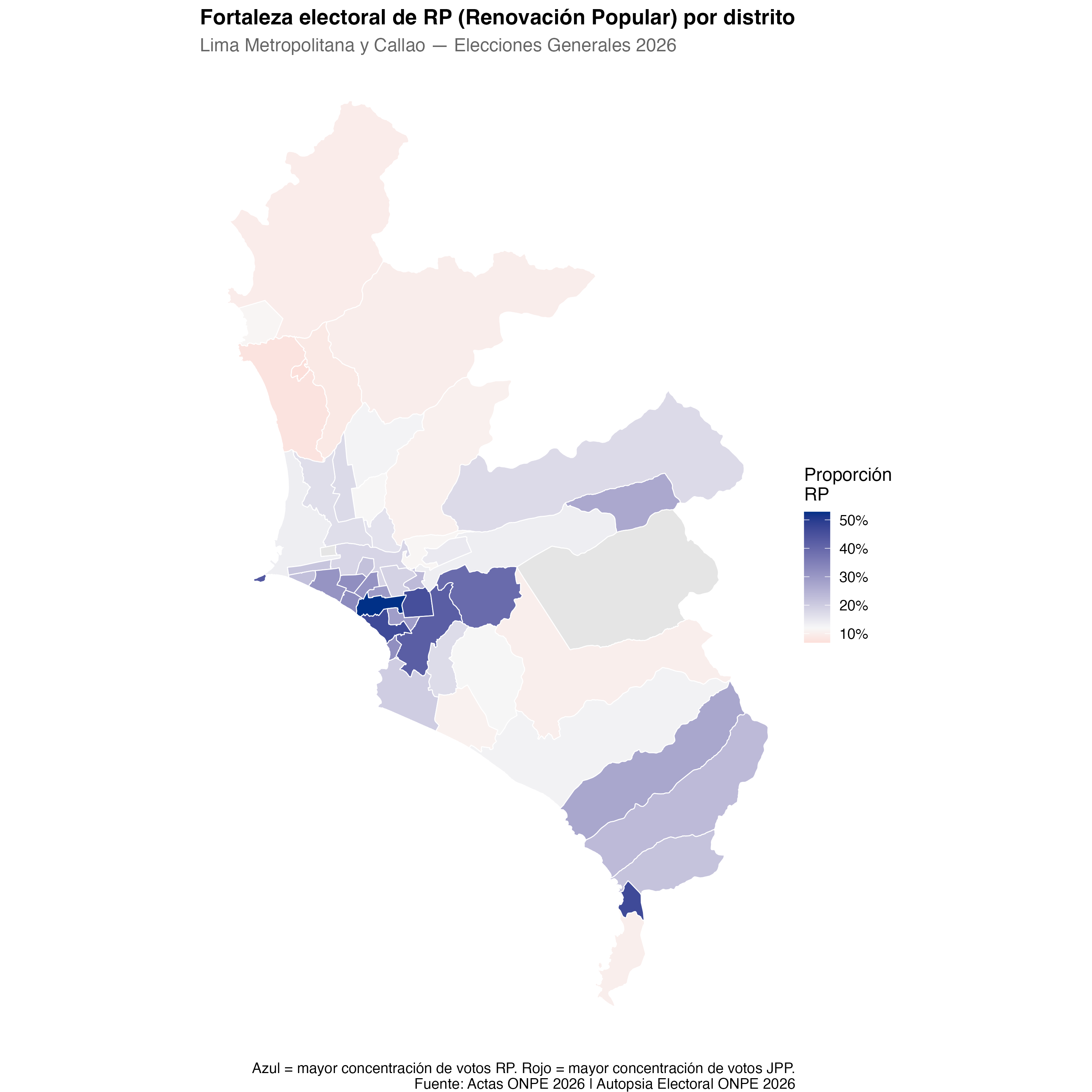 Concentración de votos RP por distrito